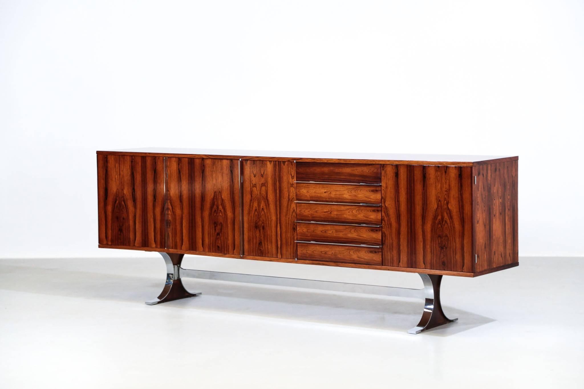 Rare rosewood sideboard designed by Jean Rene Caillette for Charron in 1960s.
Excellent condition.
It has been restored by a cabinetmaker.