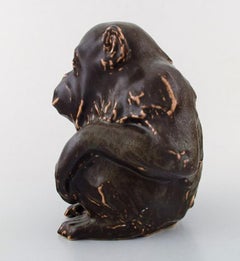 Jean Rene Gauguin, Bing & Grondahl, Stoneware Figure, Sitting Monkey