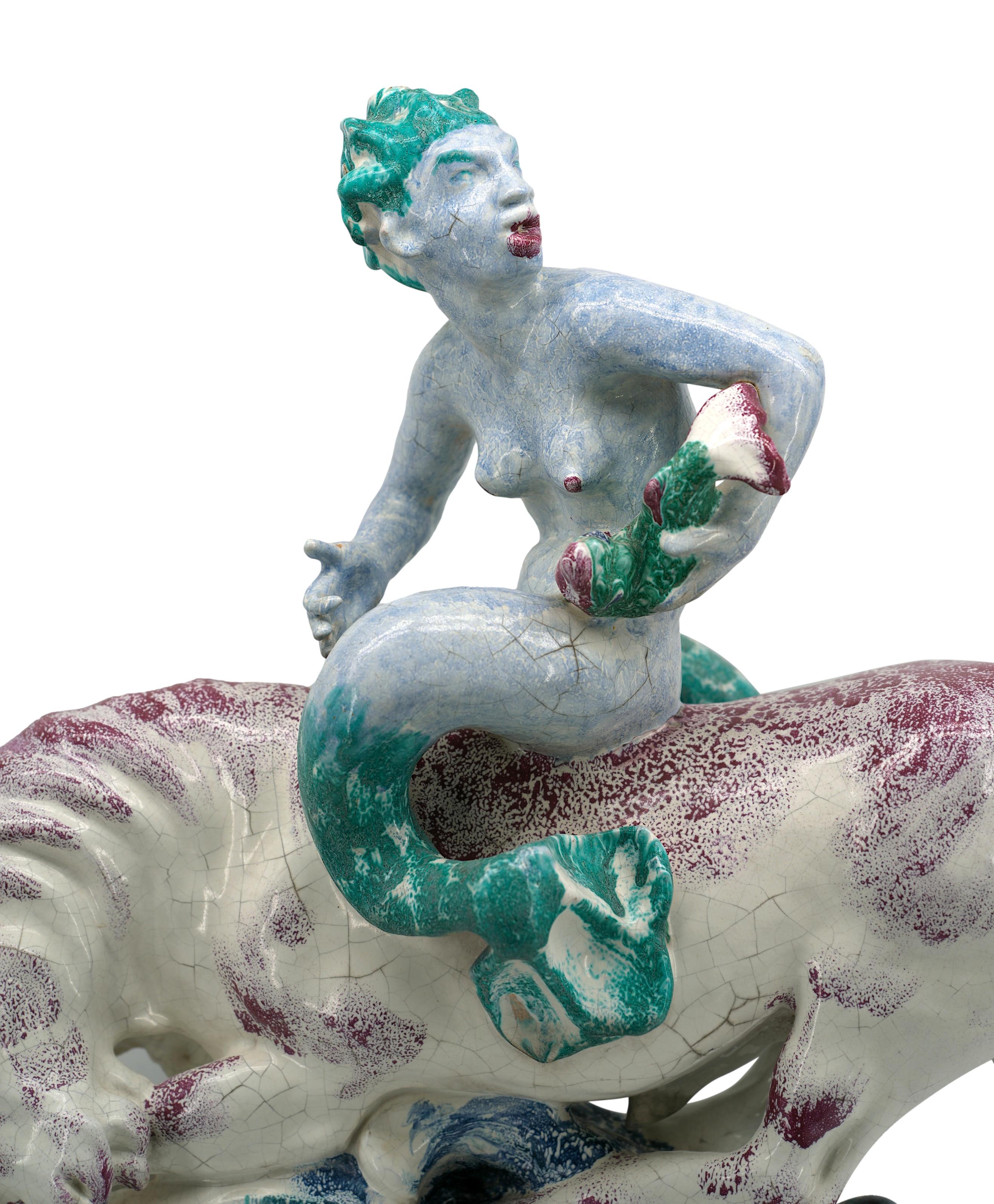 Jean-René GAUGUIN The Sea Bull Ceramic Sculpture In Excellent Condition For Sale In Saint-Amans-des-Cots, FR