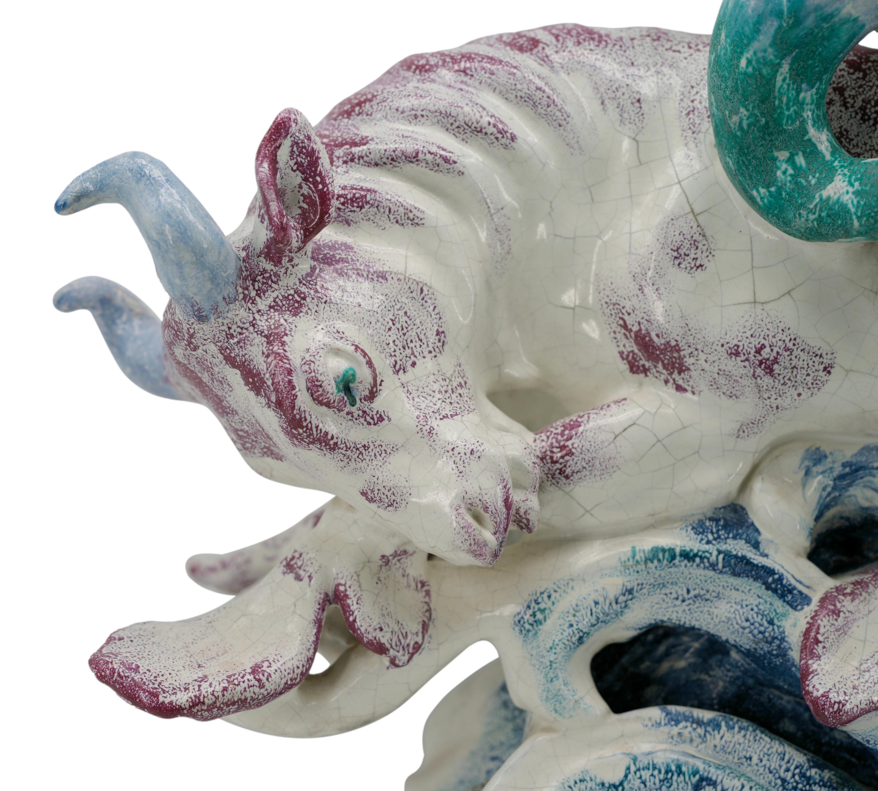 Mid-20th Century Jean-René GAUGUIN The Sea Bull Ceramic Sculpture For Sale