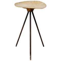 Jean-Renè Picard Stool Tripod in Beige Resin and Iron from 1950s