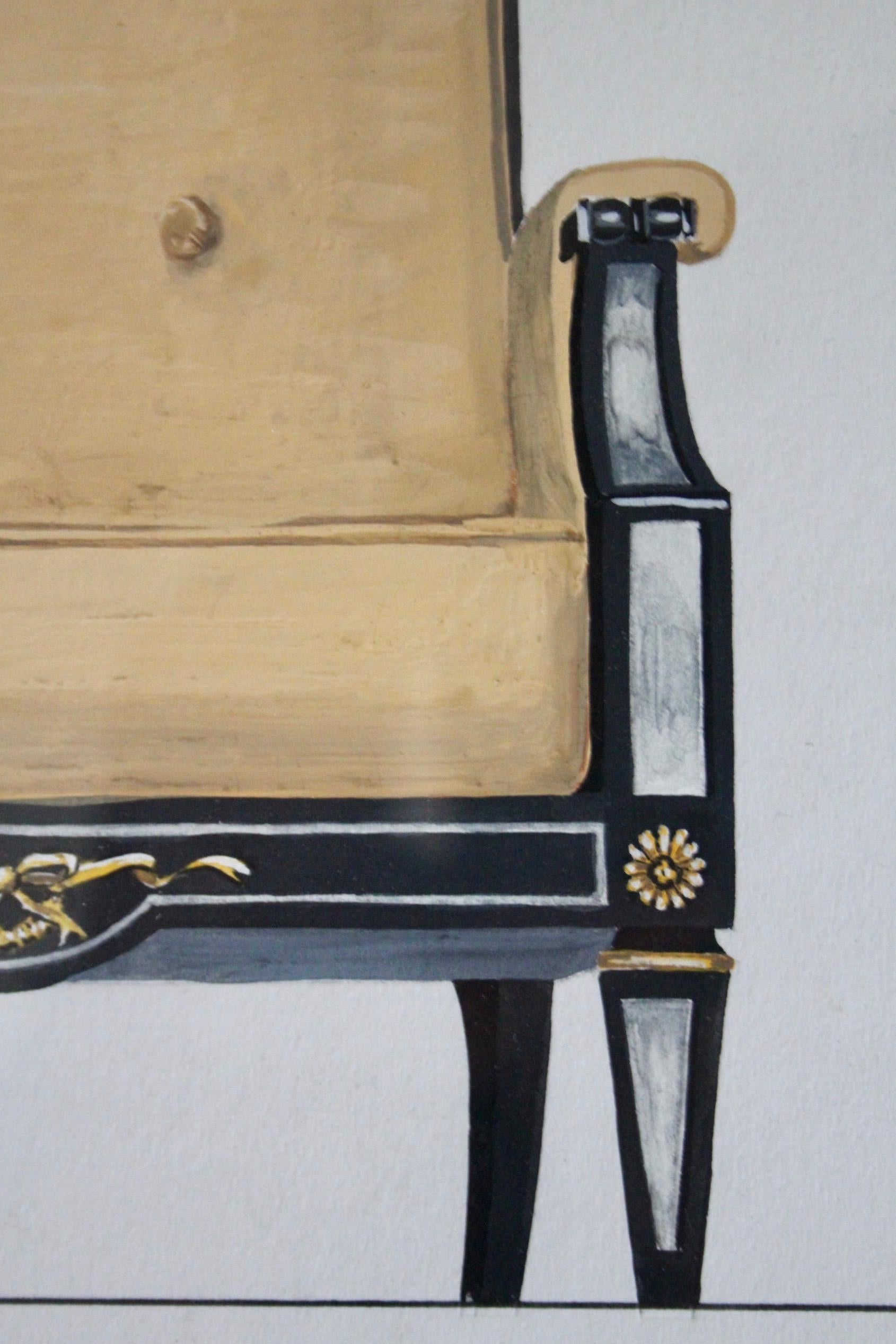Paper Jean Rene Prou Neo classic armchairs drawing For Sale