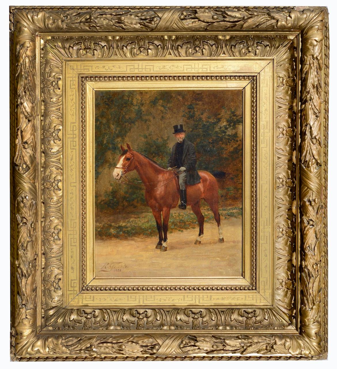Jean Richard Goubie Figurative Painting - Portrait of a man on horseback