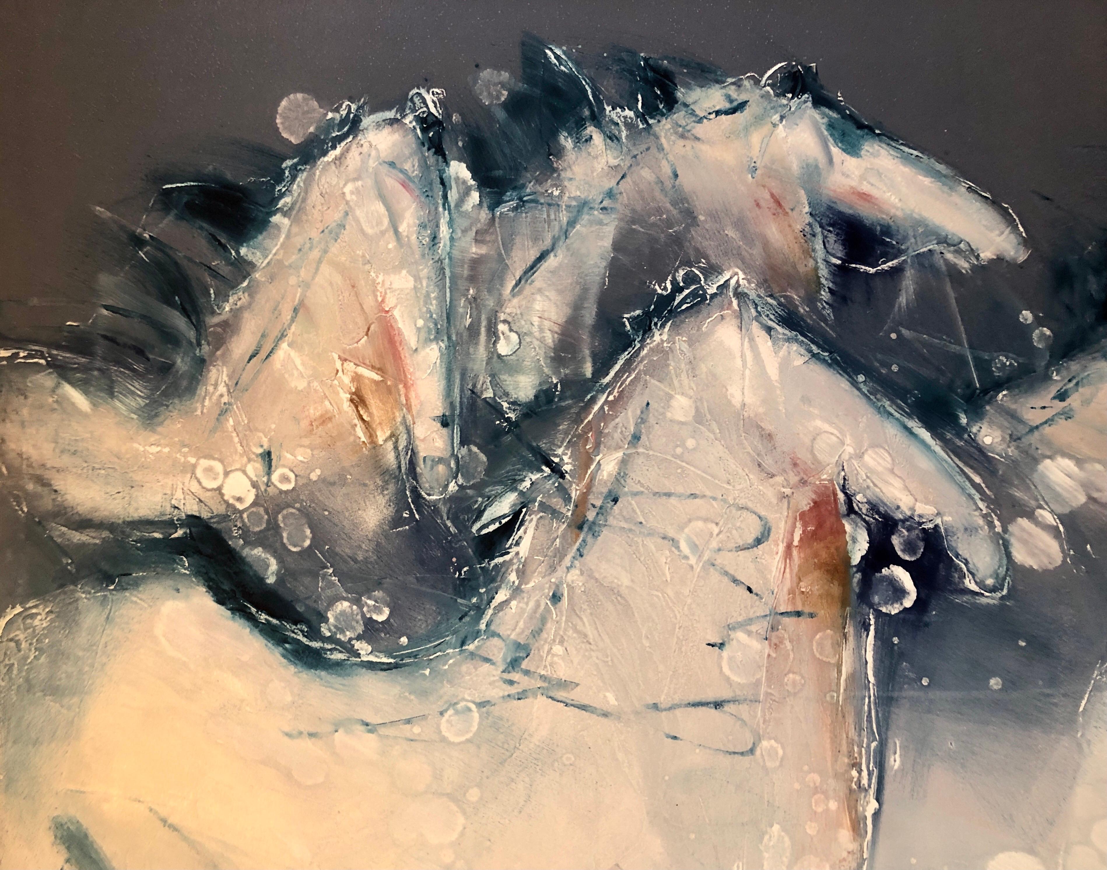 Monoprint Painting Abstract Wild Horses Western Art Jean Richardson American 5