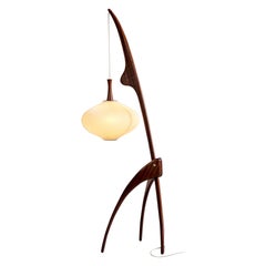 Jean Rispal, Floor Lamp in Mahogany N ° 14.950, France, 1955