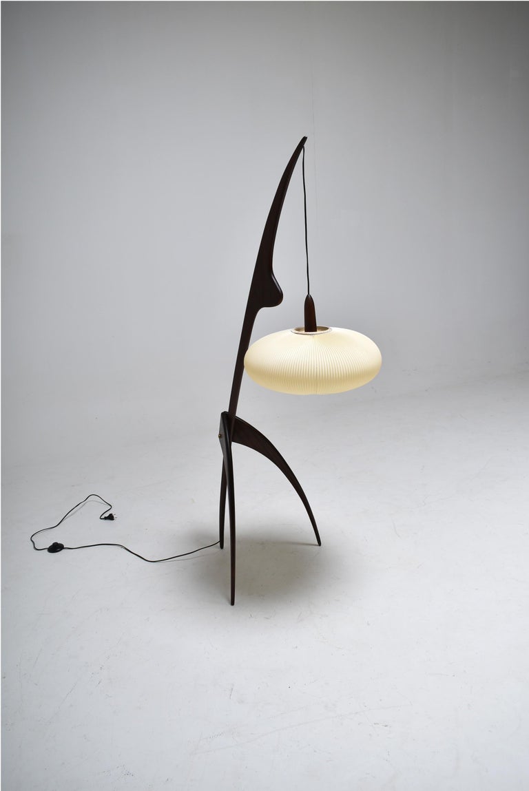 Jean Rispal, Floor Lamp in Mahogany, Praying Mantis, France, 1955 at ...