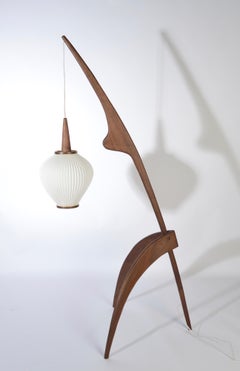 Jean Rispal “Praying Mantis” Floor Lamp in Walnut-France designed, circa 1950