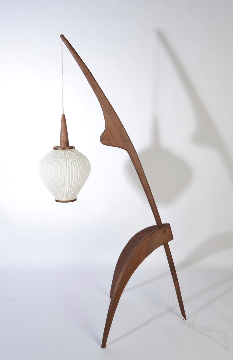 Jean Rispal “Praying Mantis” Floor Lamp in WalnutFrance designed