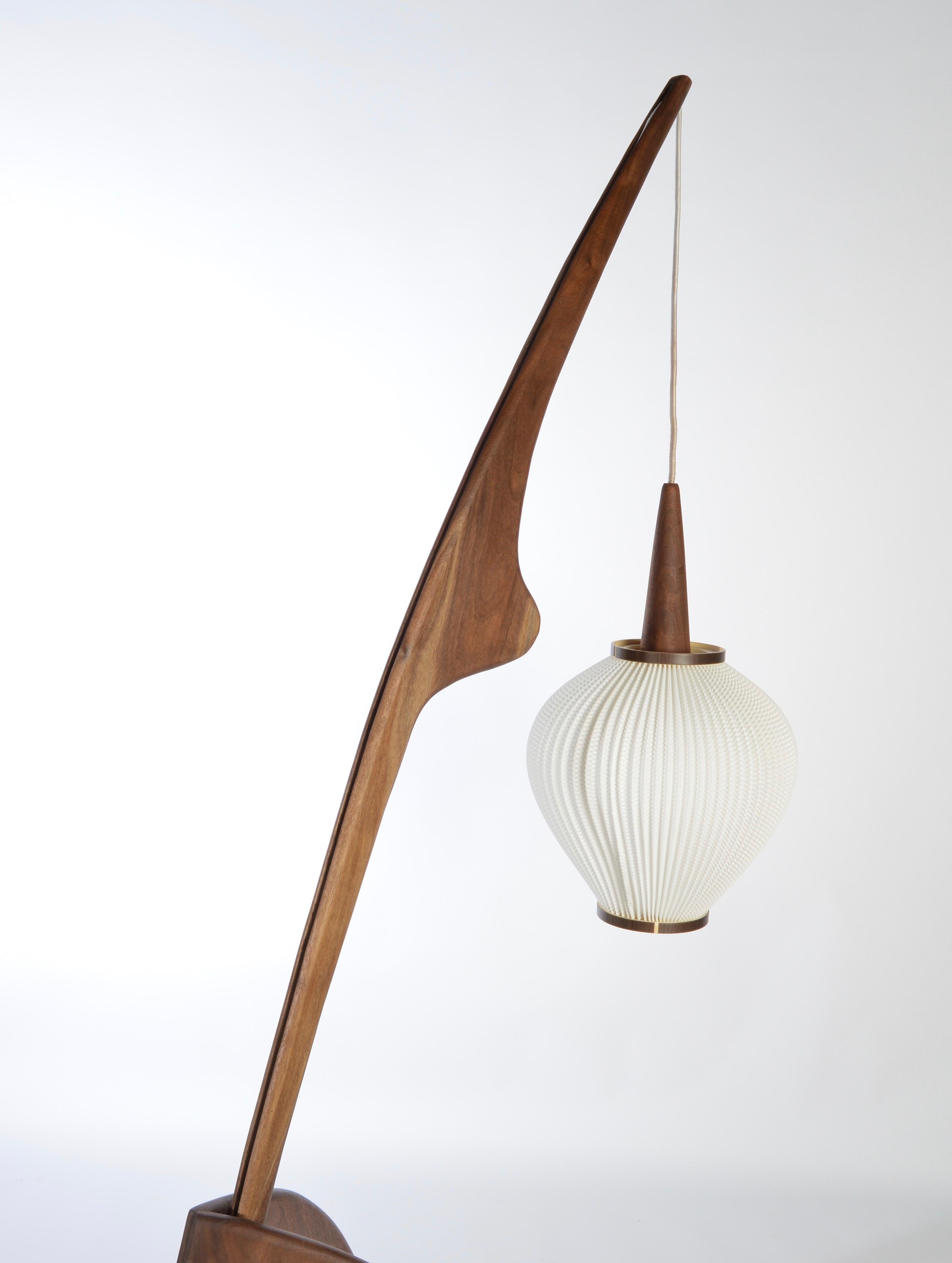 Mid-Century Modern Jean Rispal “Praying Mantis” Floor Lamp in Walnut-France designed, circa 1950