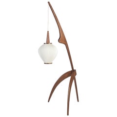 Jean Rispal “Praying Mantis” Floor Lamp in Walnut-France designed, circa 1950