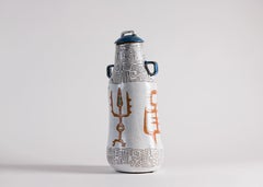 Jean Rivier, Hohe Keramikvase mit Deckel, Frankreich um 1950, Mitte des Jahrhunderts