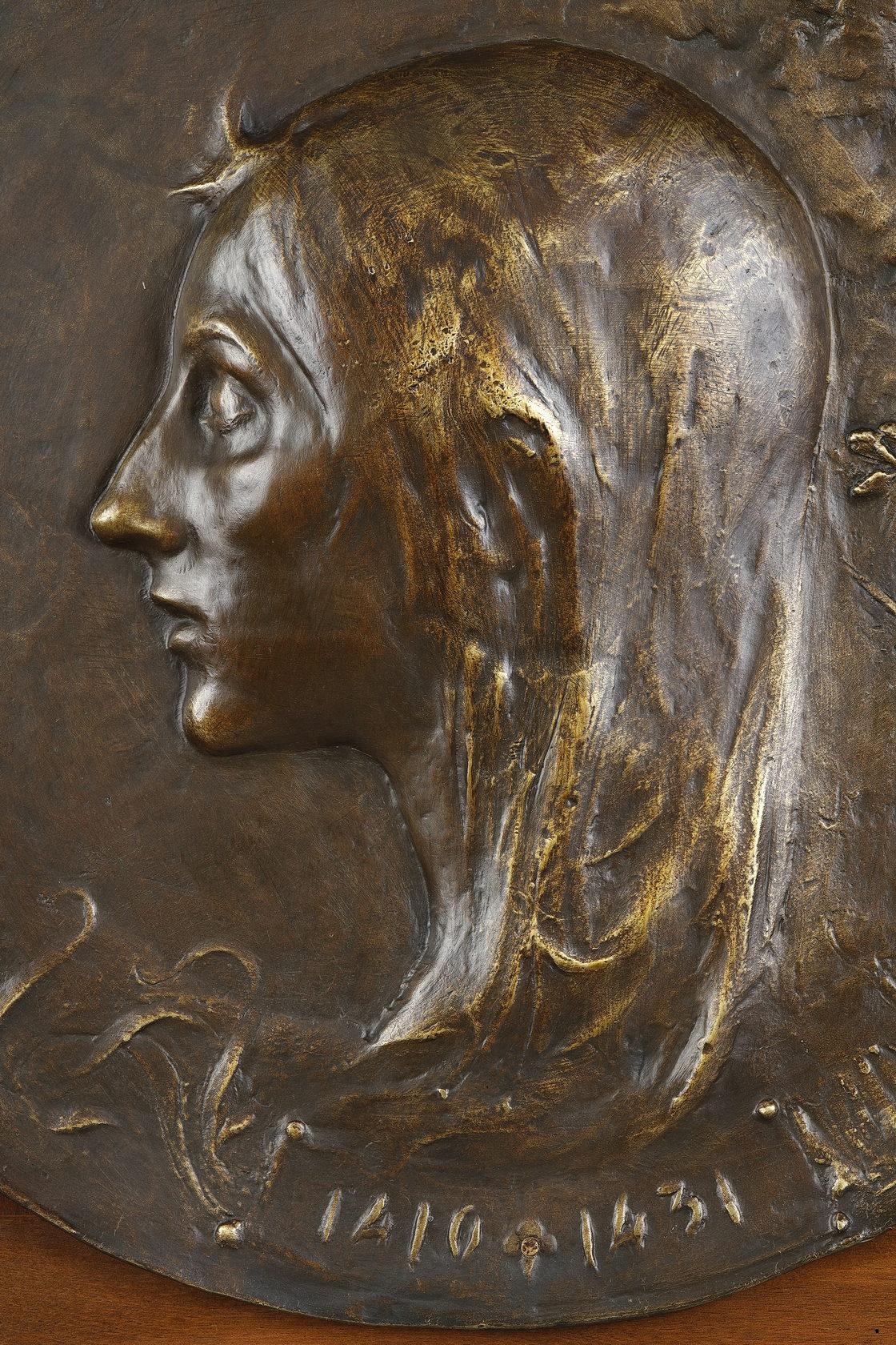 Joan of Arc - Art Nouveau Sculpture by Jean Rivière