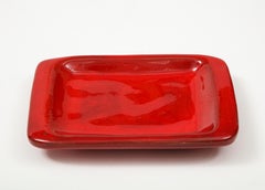 Jean & Robert Cloutier Red Ceramic Dish, France, c. 1950