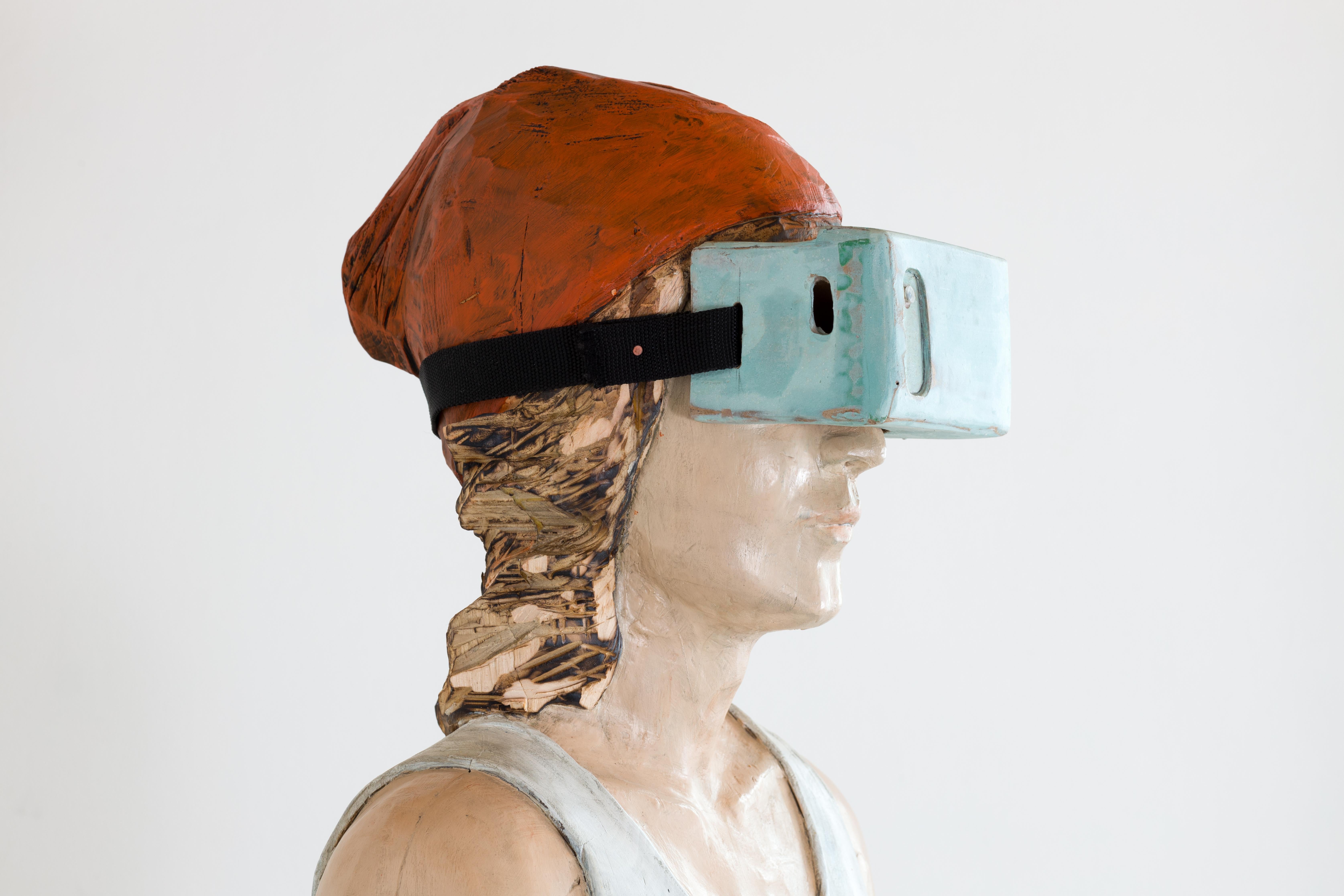 Réalité virtuelle. Jeune poète avec une canne - Contemporain Sculpture par Jean-Robert Drouillard