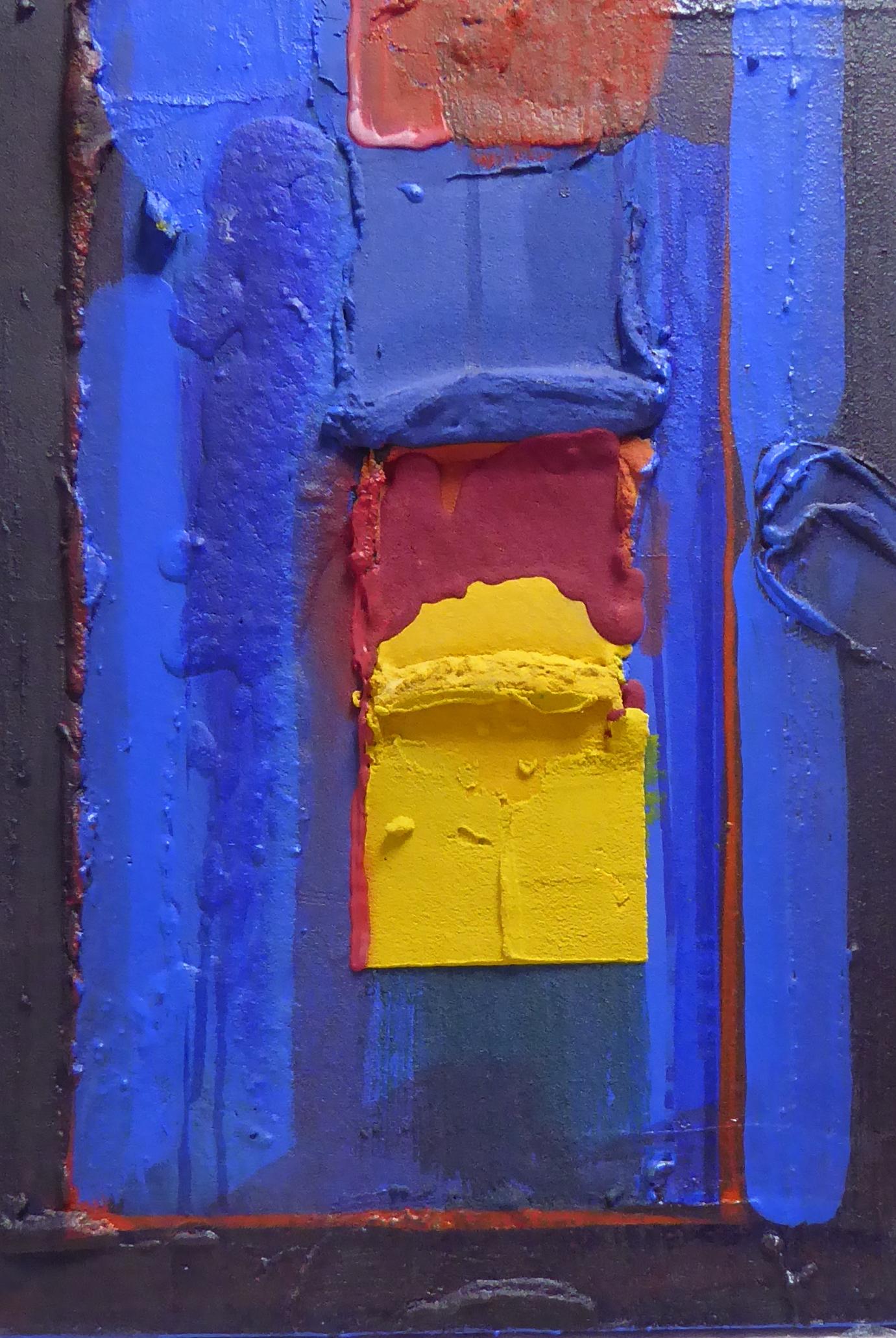 Abstract Painting di Jean-Roch Focant  - Arte contemporanea belga di Jean Roch Focant - Ecrasement Jaune et Bleu