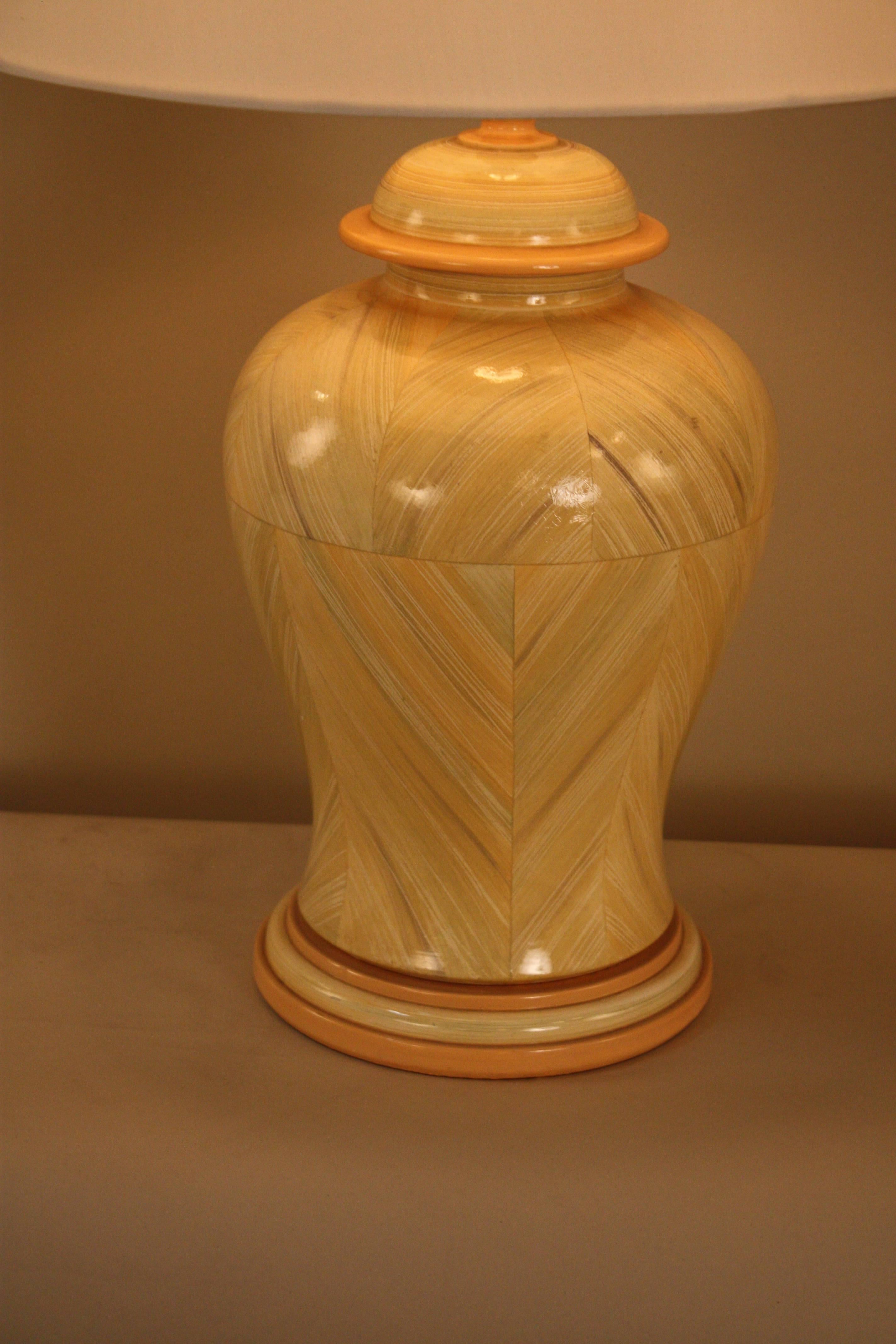 French 1970s pottery table lamp by Jean Roger.