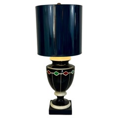 Jean Roger Faux Painted Lamp with Hard Stone Insets, 1970s