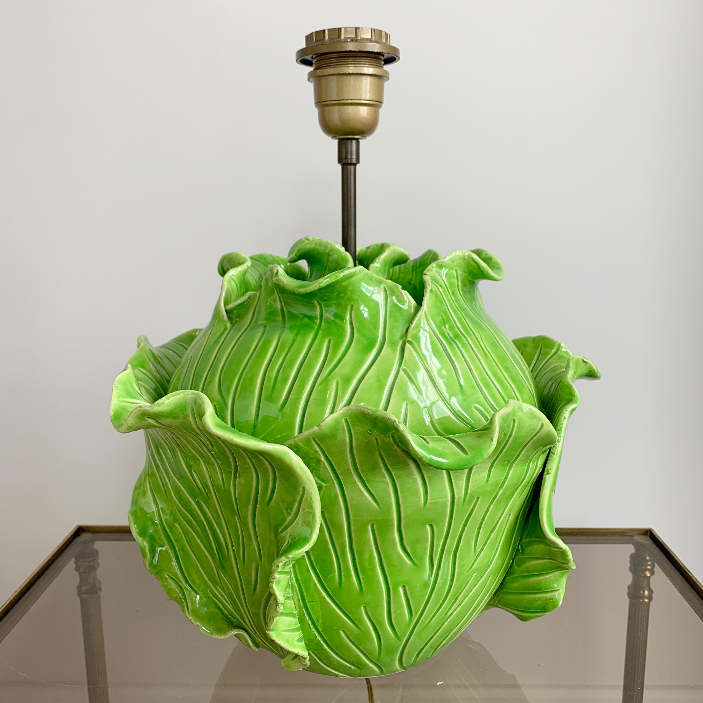 Jean Roger Lebensgröße Grüner Keramiksalat Lampe Paris 1950er Jahre im Angebot 4