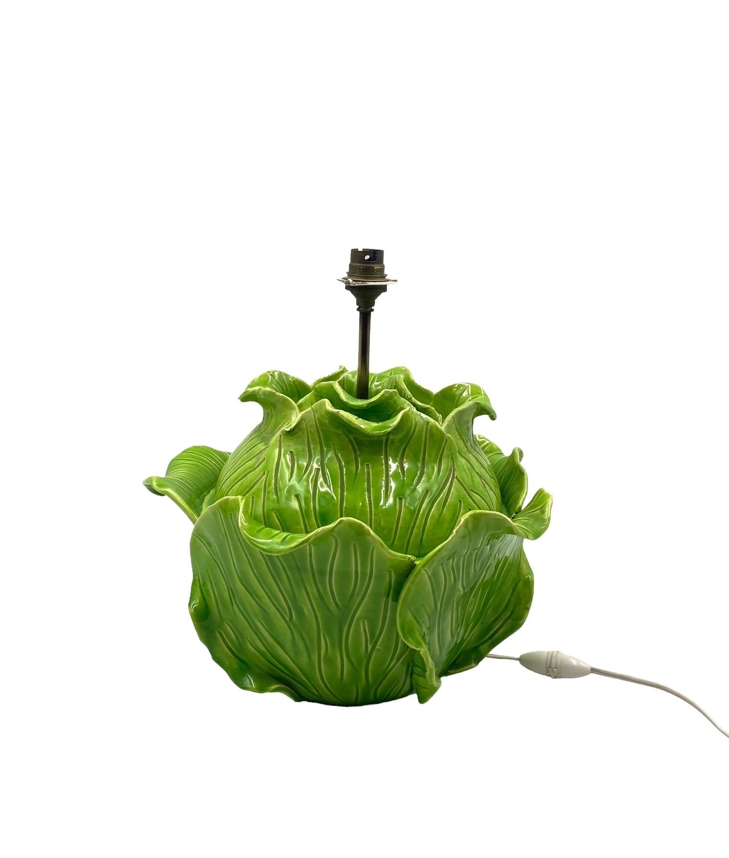 Jean Roger, Life Size Ceramic Lettuce Lamp, Paris France 1950s For Sale 4