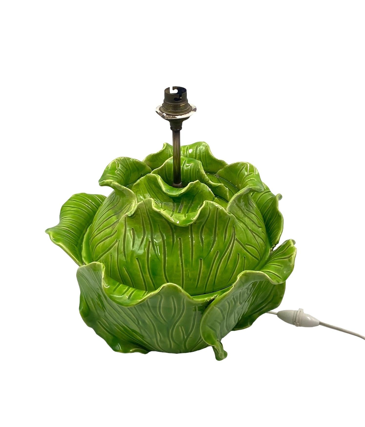 Jean Roger, Life Size Ceramic Lettuce Lamp, Paris France 1950s For Sale 5