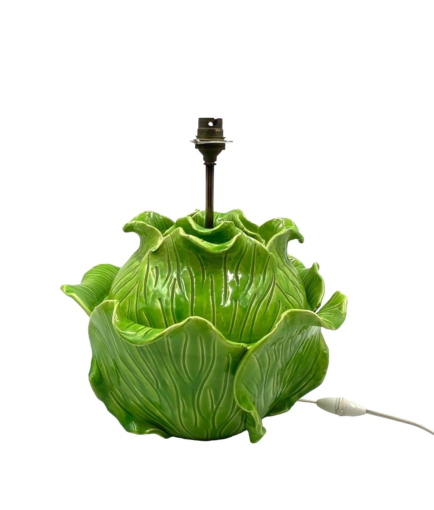 Jean Roger, Life Size Ceramic Lettuce Lamp, Paris France 1950s For Sale 7