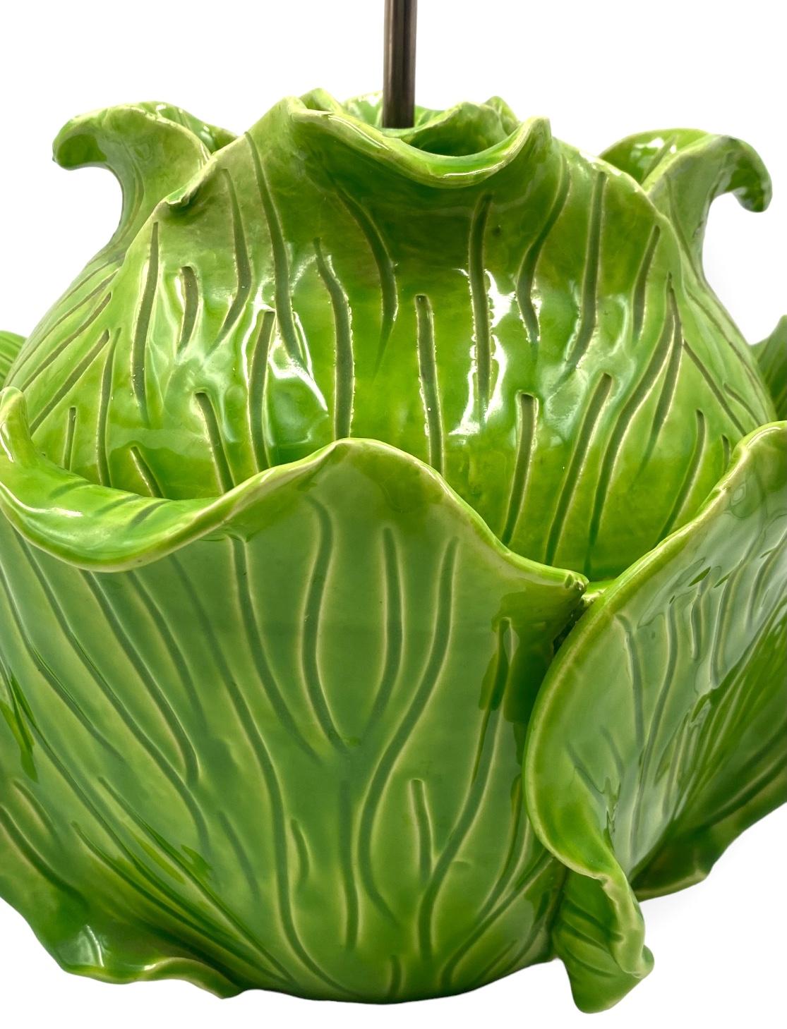 Jean Roger, Life Size Ceramic Lettuce Lamp, Paris France 1950s For Sale 8