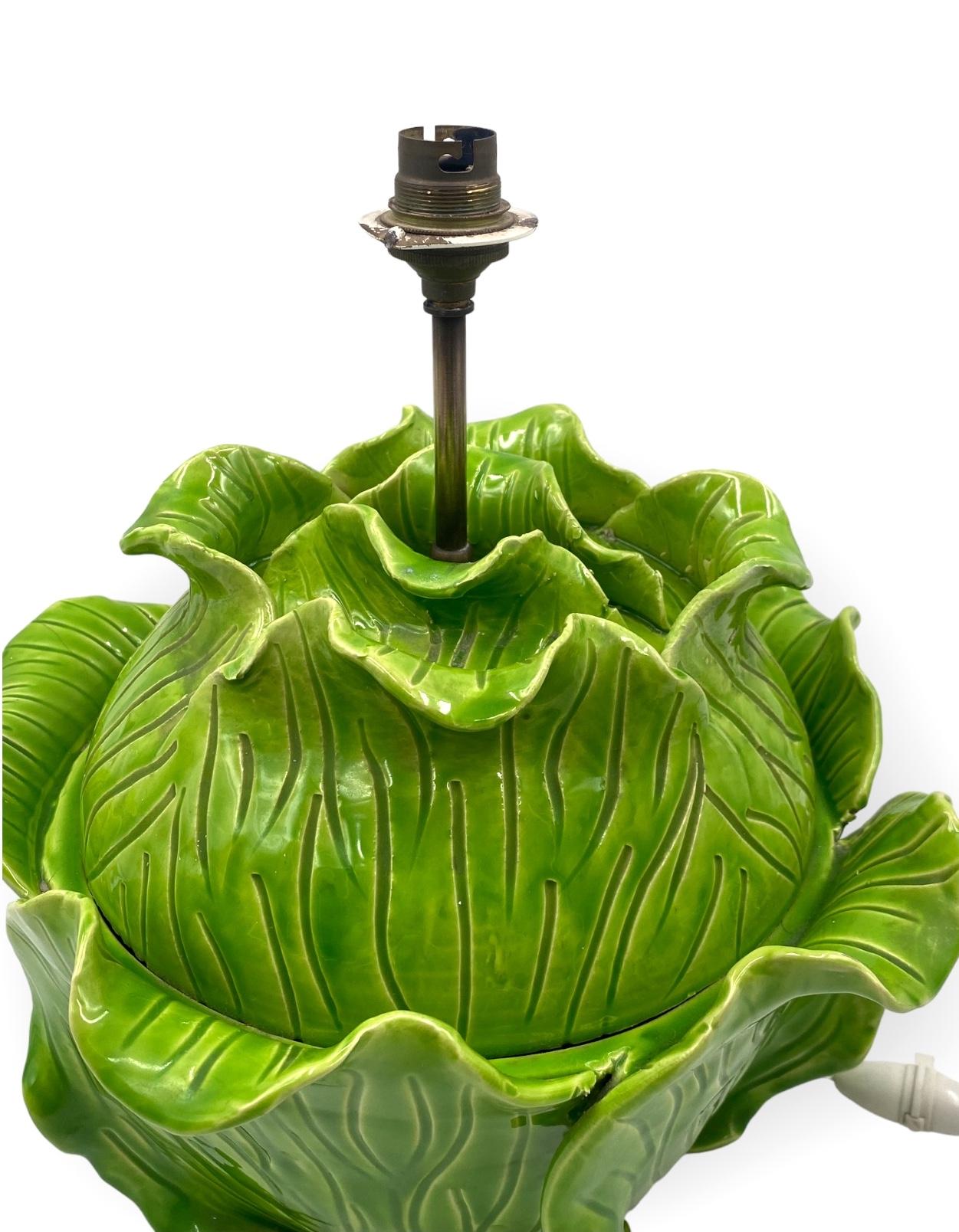 Jean Roger, Life Size Ceramic Lettuce Lamp, Paris France 1950s For Sale 9