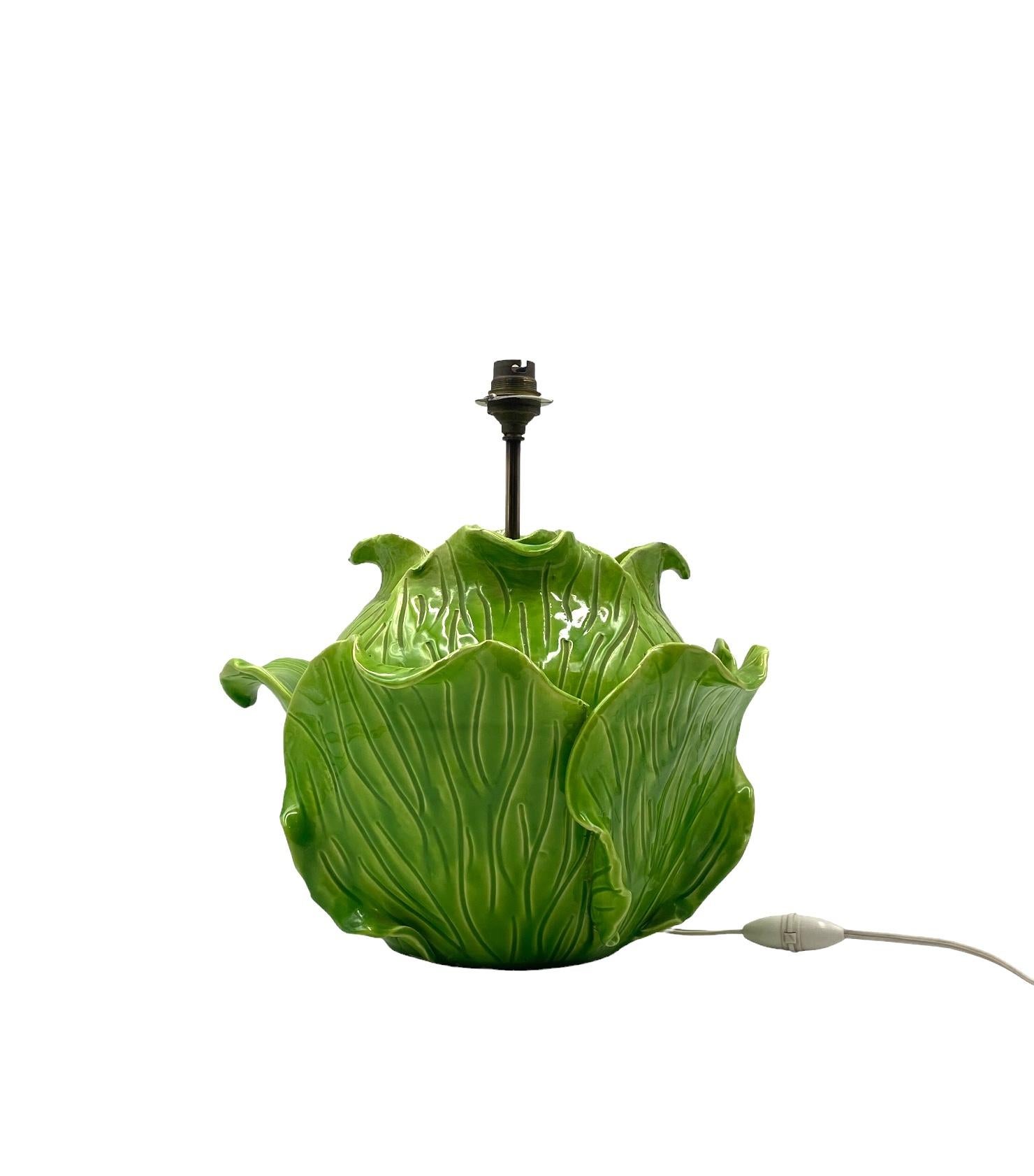 Jean Roger, Life Size Ceramic Lettuce Lamp, Paris France 1950s For Sale 10