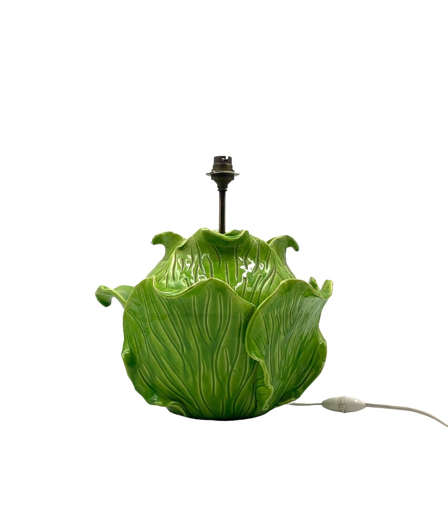 Jean Roger, Lampe à laitue en céramique grandeur nature, Paris France années 1950 9