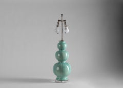 Jean Roger, Paris, Grünes Paar glasierte keramische Tischlampen, Frankreich 20.