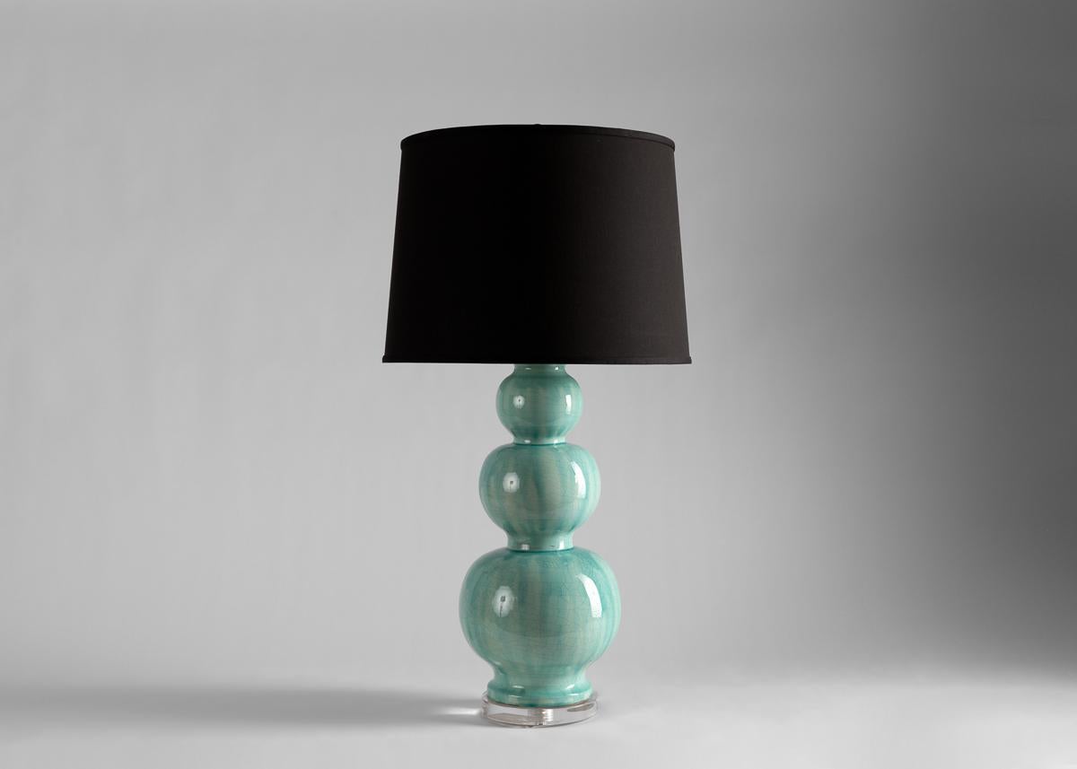 French Jean Roger, Paris, Green Pair of Glazed Ceramic Table Lamps, France 20th Century For Sale