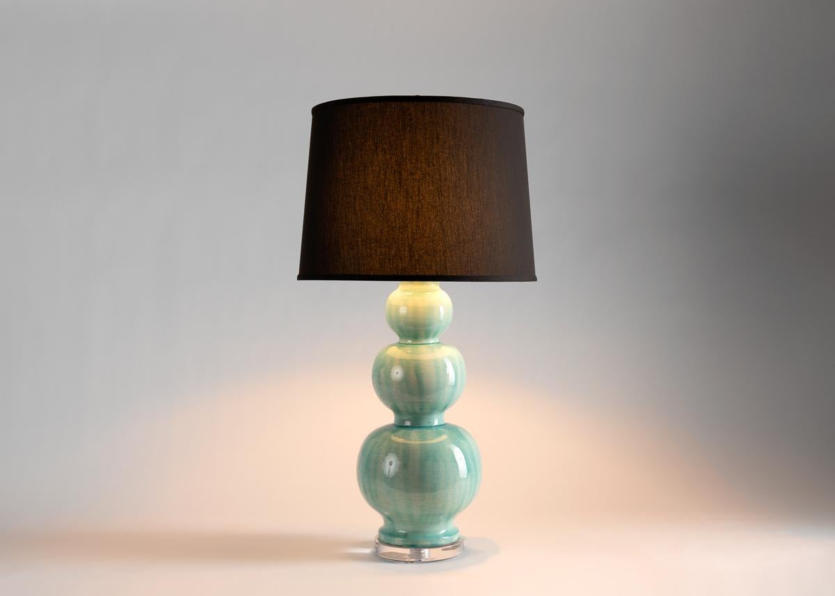 Jean Roger, Paris, Green Pair of Glazed Ceramic Table Lamps, France 20th Century In Good Condition For Sale In New York, NY