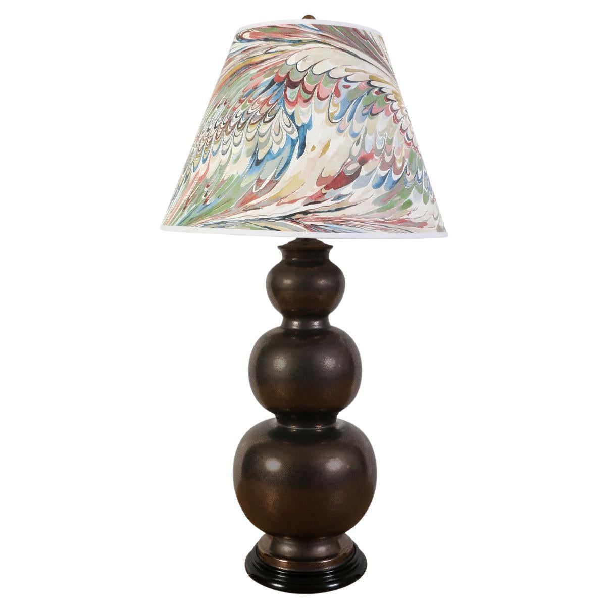 Jean Roger Triple Gourd Iridescent Glasierte Tischlampe im Angebot
