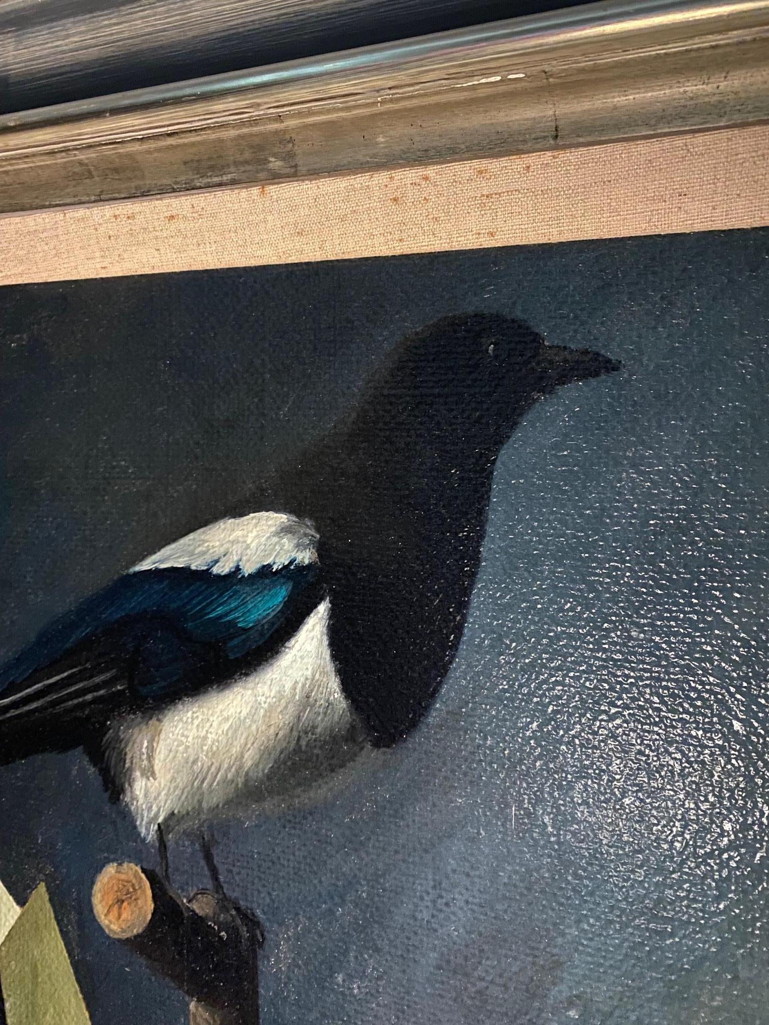 Magpie, mandolin and book by Jean Roll - Oil on canvas 54x65 cm 3