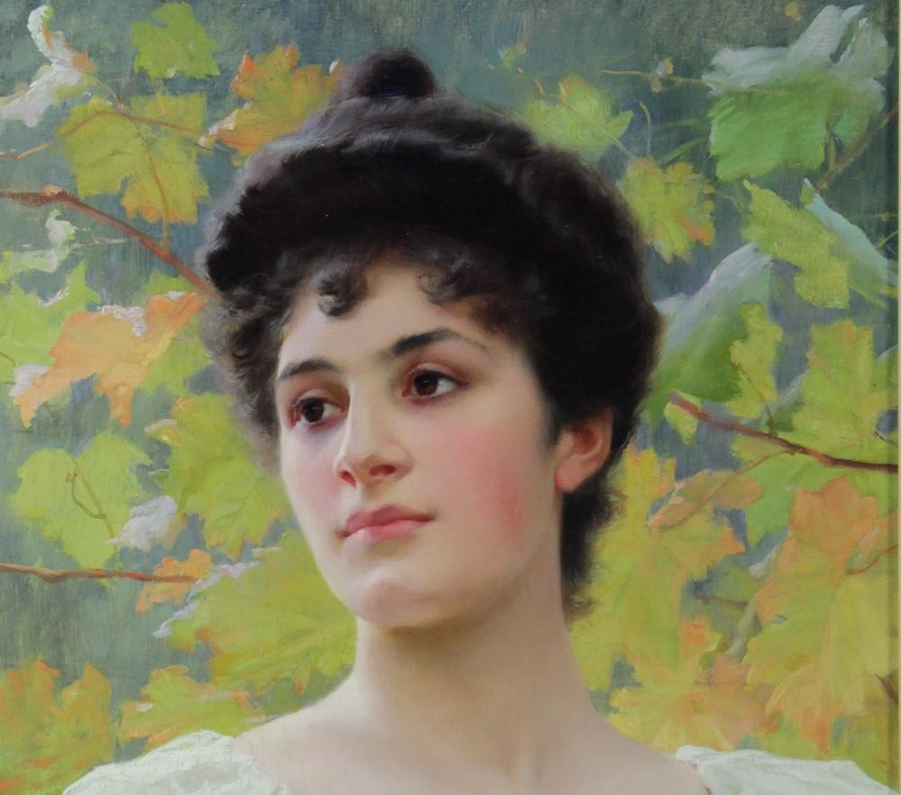 Portrait of a young lady - Painting by Jean Rongier