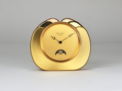 Jean Roulet Le Locle Golden Moon Phase Swiss Made Table Desk clock, 1980s