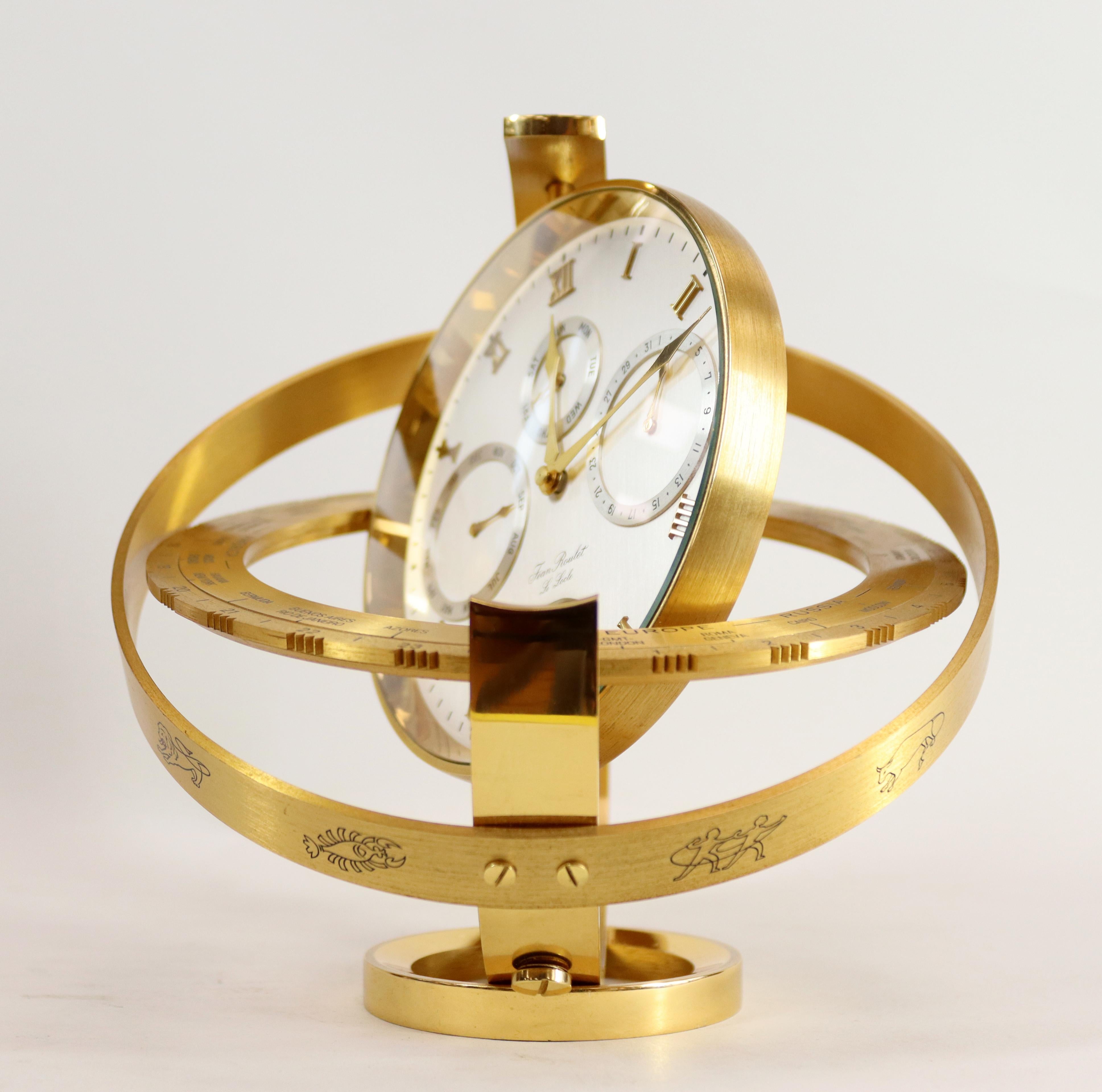Jean Roulet 'Presidents Clock' in the Shape of an Armillary Sphere For Sale 7