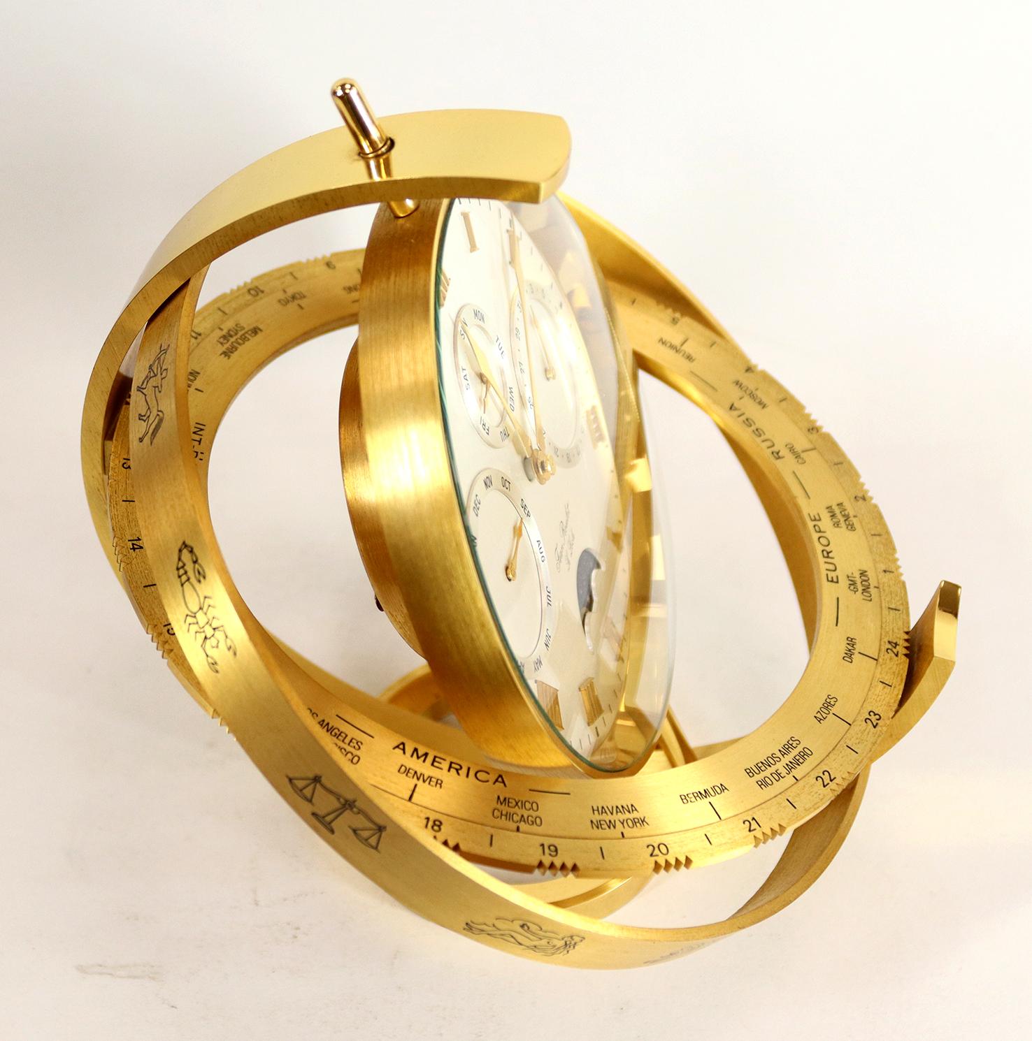 Post-Modern Jean Roulet 'Presidents Clock' in the Shape of an Armillary Sphere For Sale