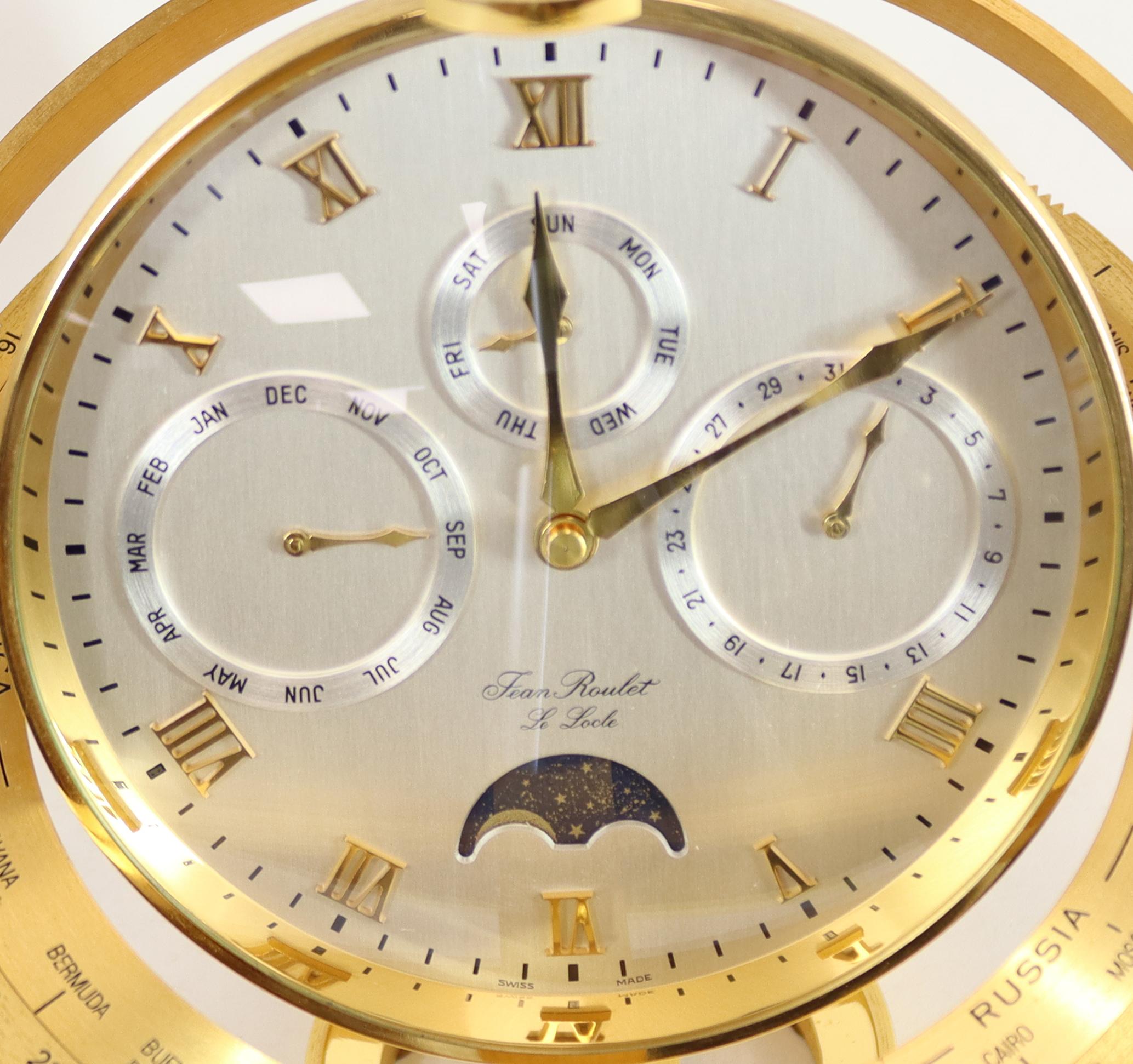 Swiss Jean Roulet 'Presidents Clock' in the Shape of an Armillary Sphere For Sale