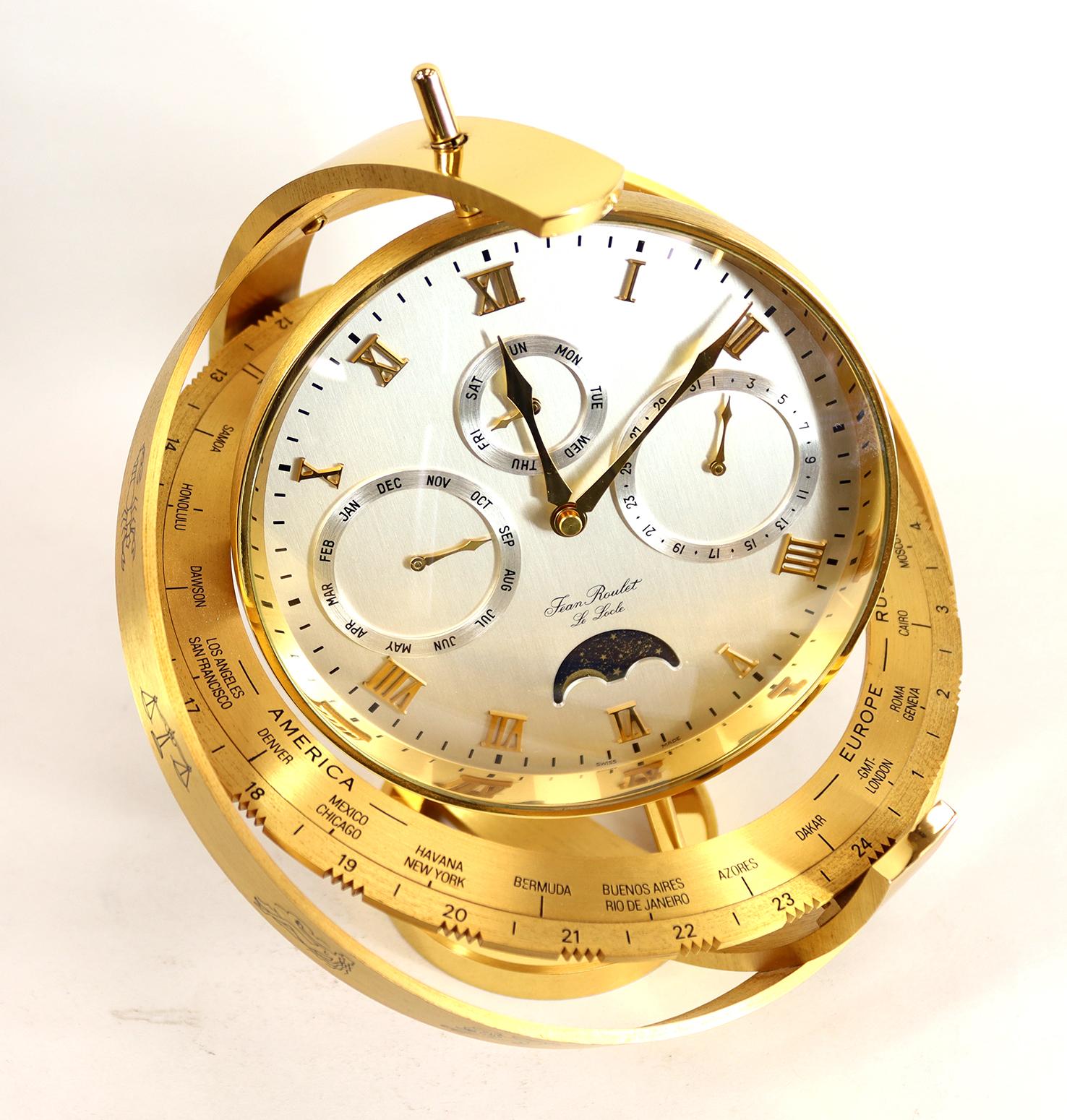 Gilt Jean Roulet 'Presidents Clock' in the Shape of an Armillary Sphere For Sale