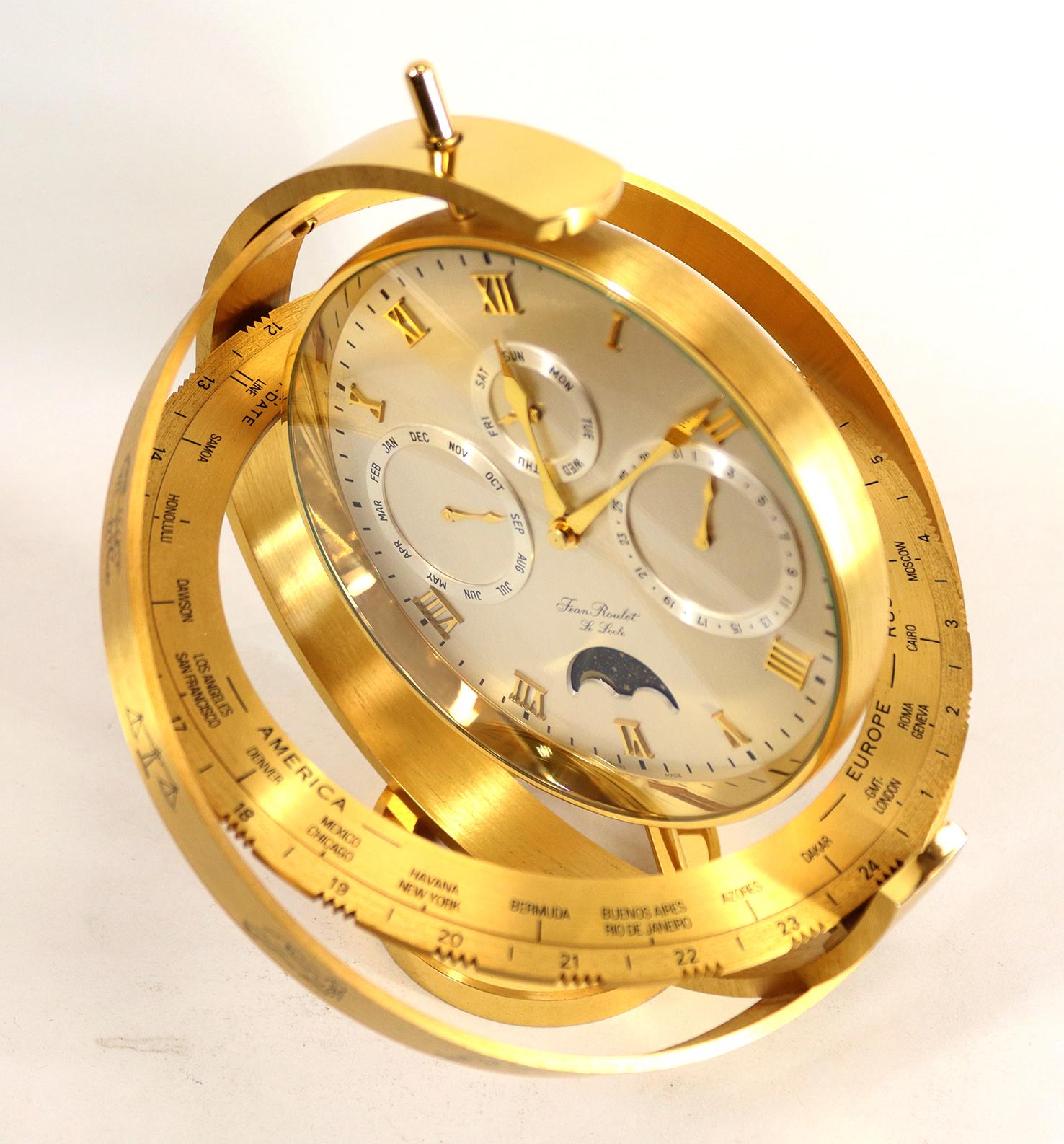 Jean Roulet 'Presidents Clock' in the Shape of an Armillary Sphere In Excellent Condition For Sale In Amersham, GB