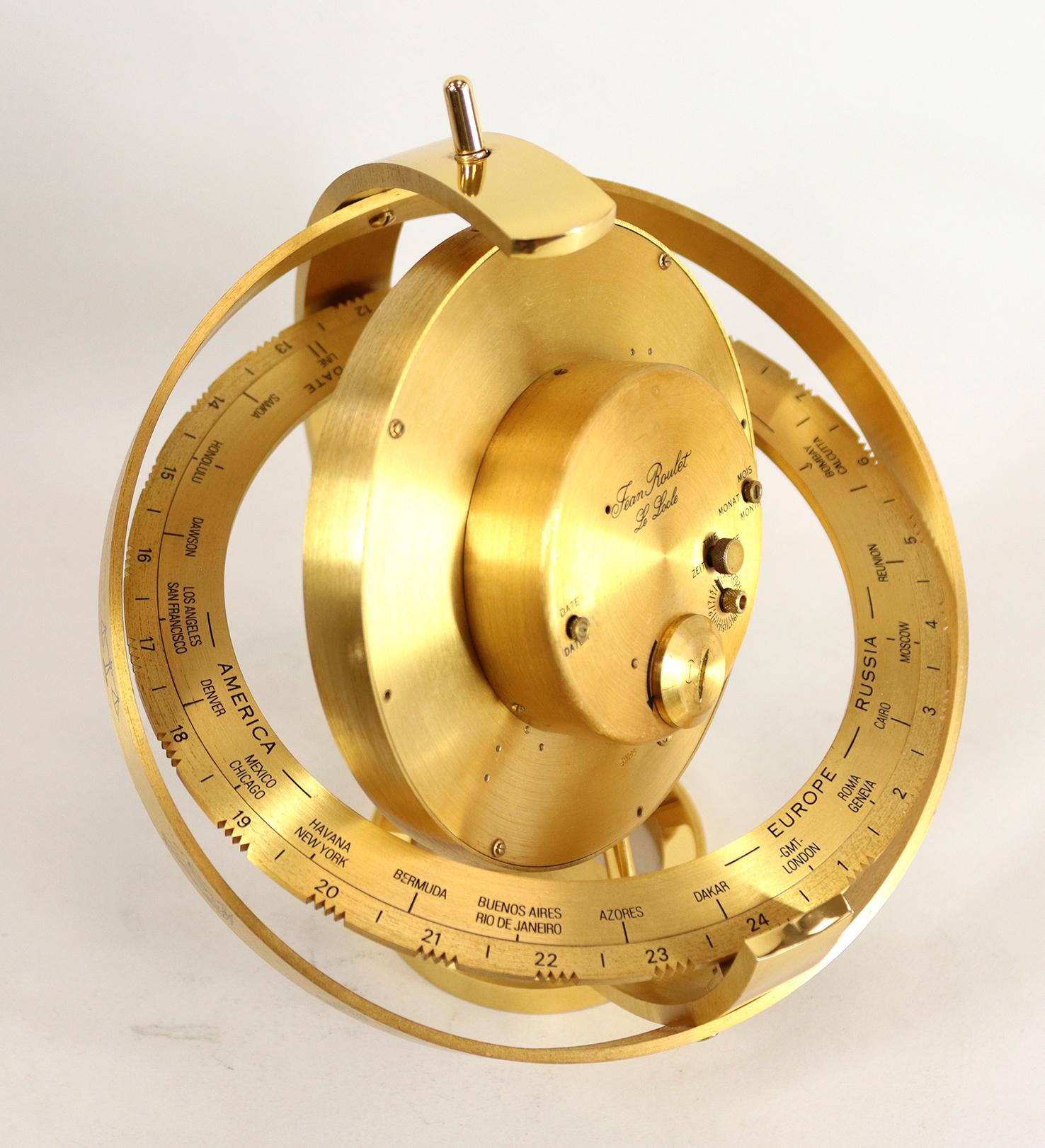 Late 20th Century Jean Roulet 'Presidents Clock' in the Shape of an Armillary Sphere For Sale