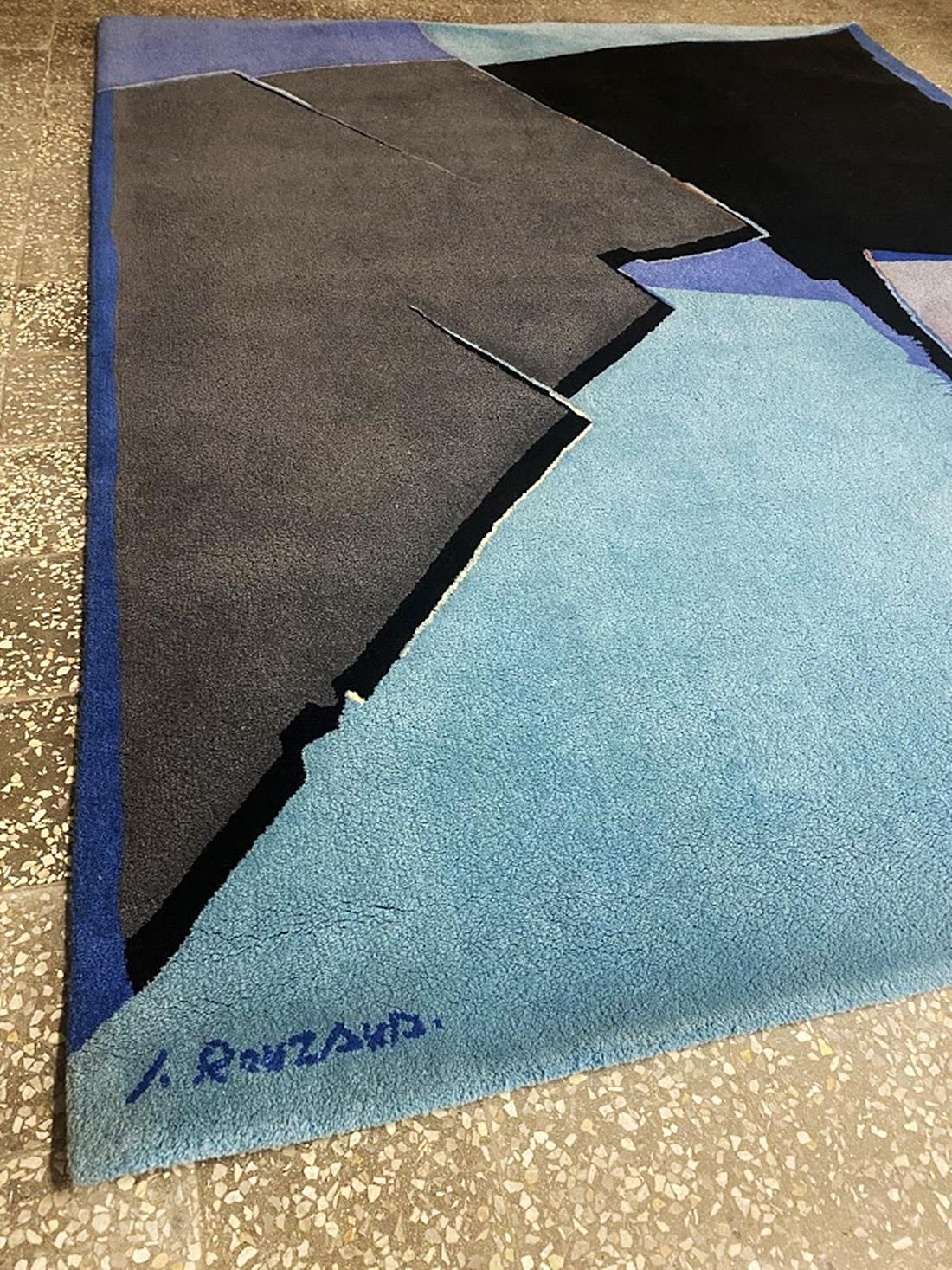Mid-Century Modern Jean Rouzaud  Hand Tufted  Wool Carpet  by Tisca  France  1980s