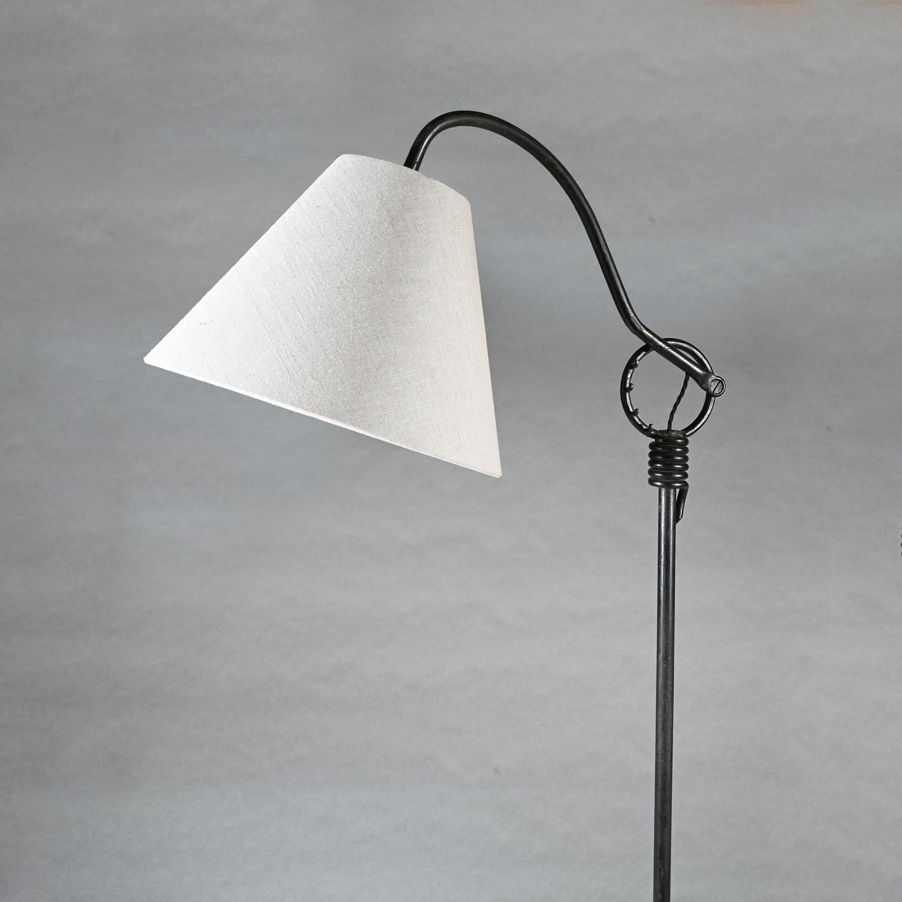 Jean Royère Adjustable Iron Floor Lamp 1940 In Good Condition In Benington, Herts