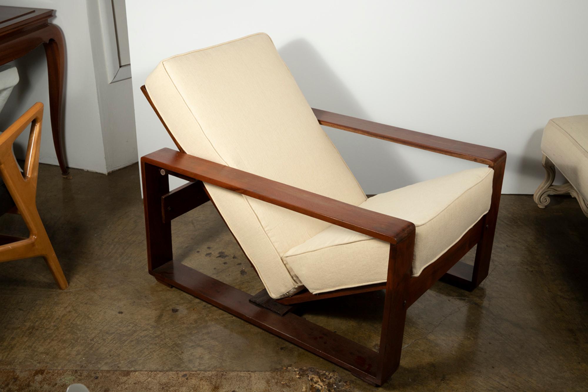 20th Century Jean Royère Style Adjustable Lounge Chair in Silk For Sale
