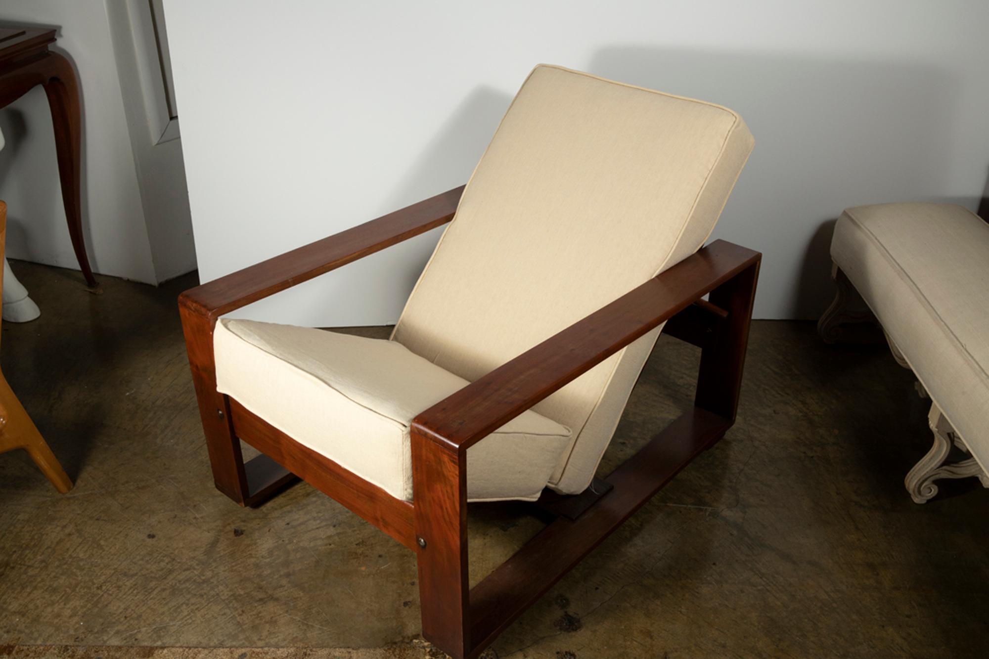 Jean Royère Style Adjustable Lounge Chair in Silk For Sale 1