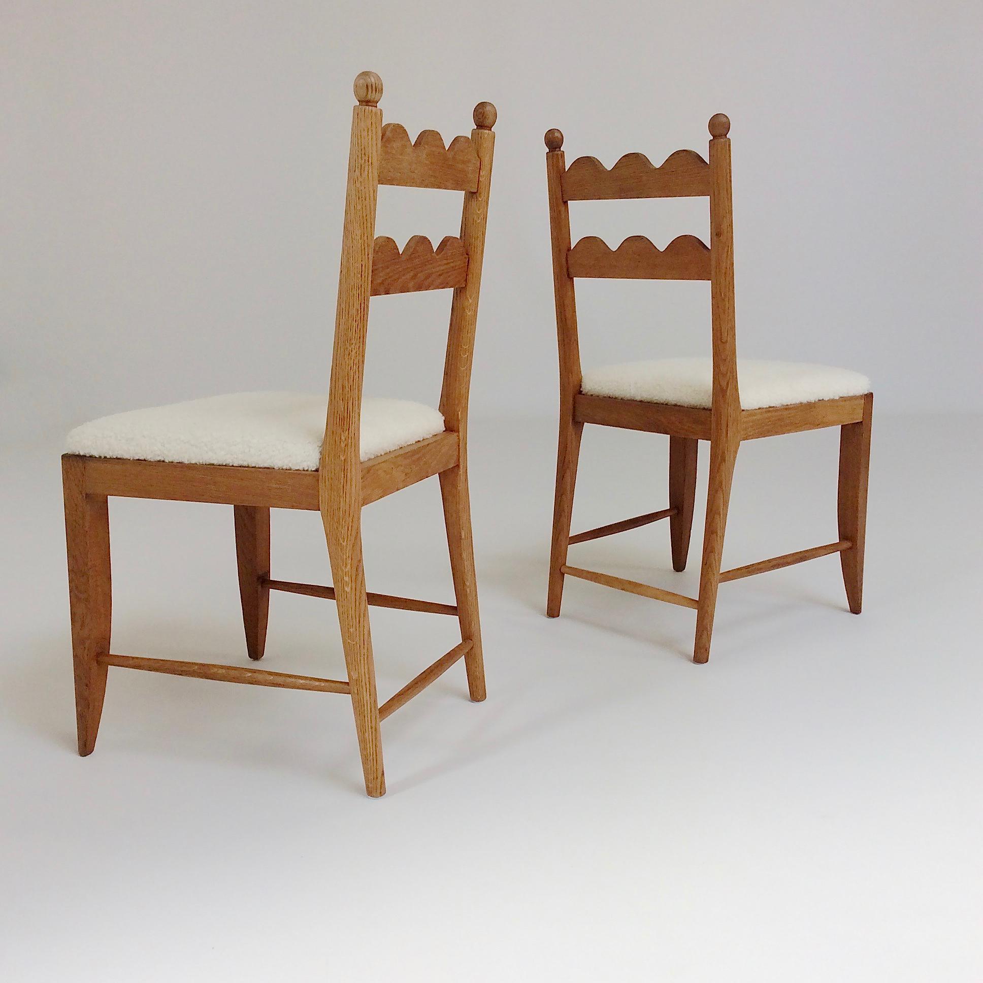 Jean Royere Attributed Pair of Oak Chairs, circa 1946, France 3