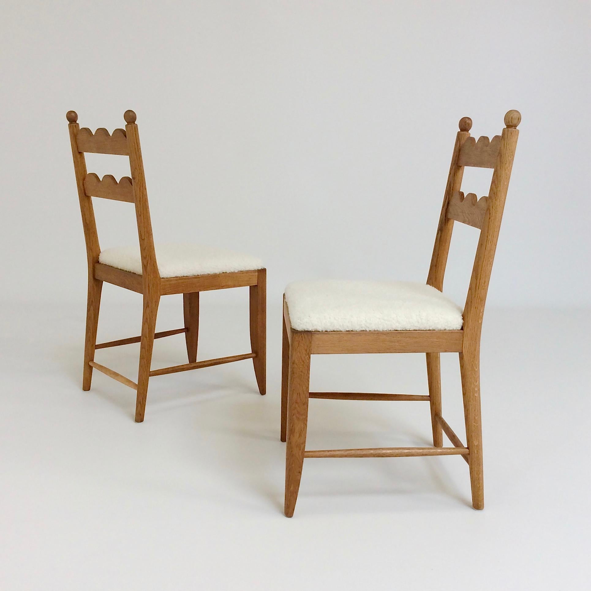 Jean Royere Attributed Pair of Oak Chairs, circa 1946, France 4