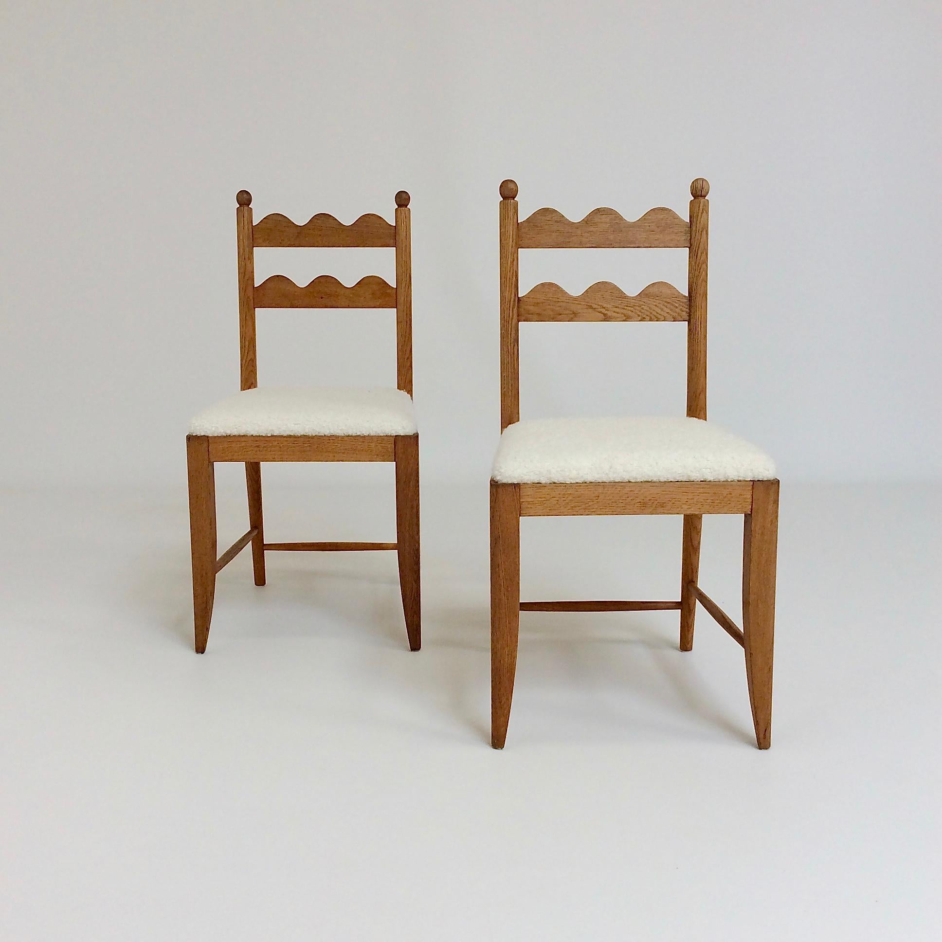 Jean Royere Attributed Pair of Oak Chairs, circa 1946, France 6