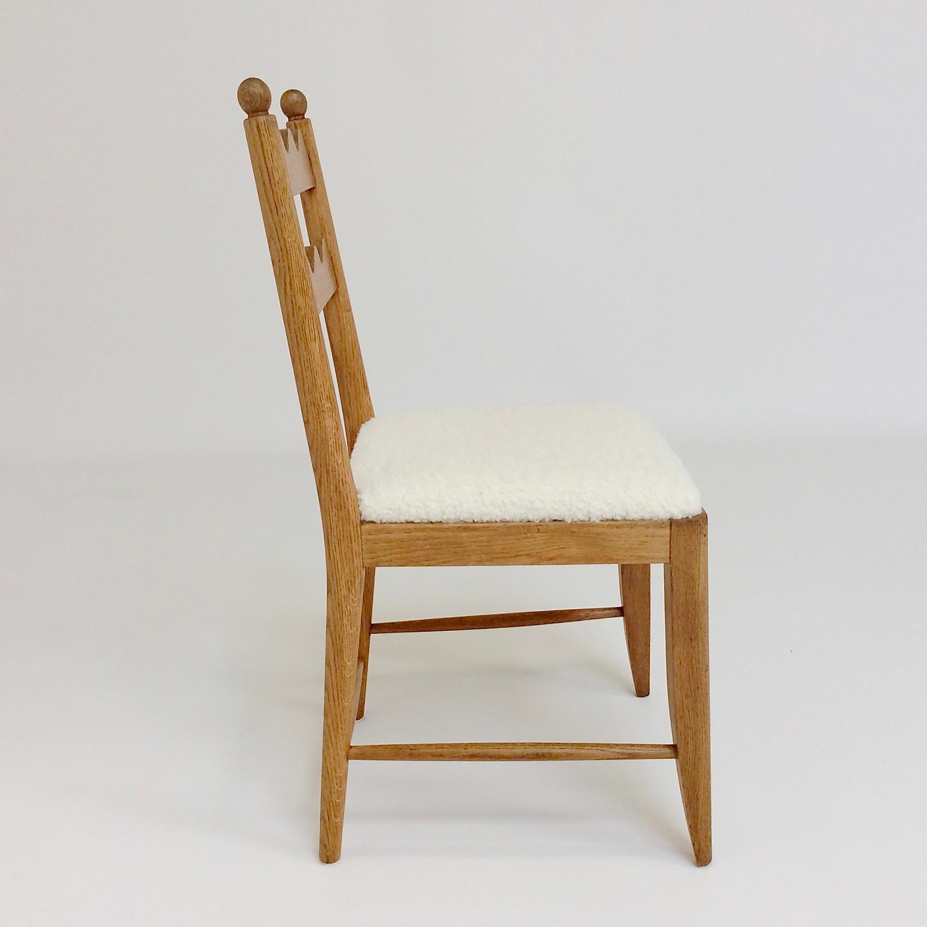 Mid-20th Century Jean Royere Attributed Pair of Oak Chairs, circa 1946, France